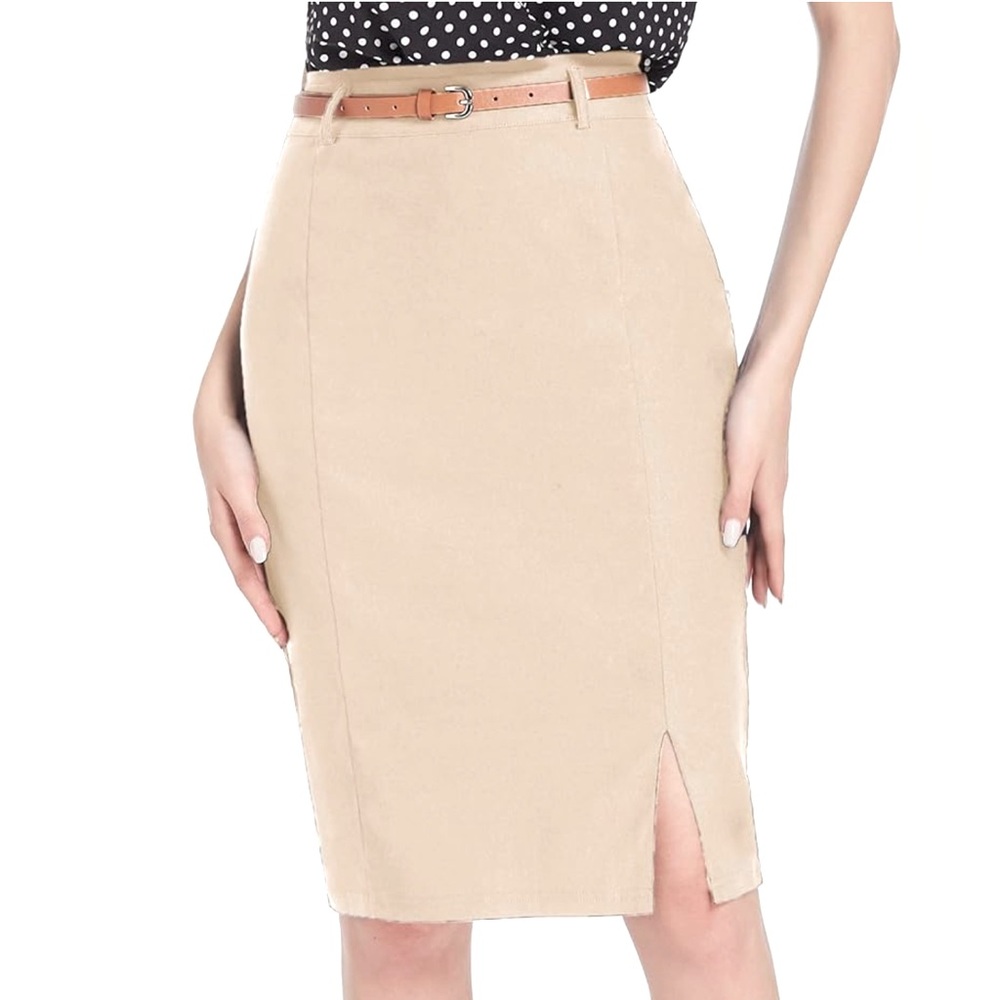 Kate Kasin NWT pencil skirt size medium beige